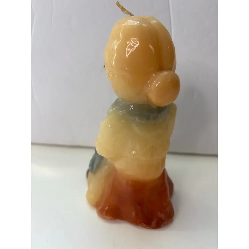 Vintage Glossy Molded Wax Candle Unique Grandma Grandmother Single Wick 6.5